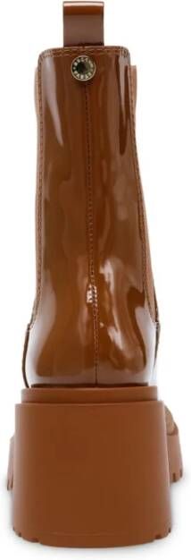 Steve Madden Patent Chelsea Laarzen Cognac Brown Dames