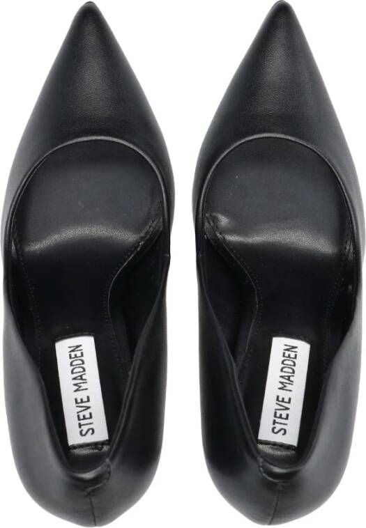 Steve Madden Zwarte Leren Stilettohak Zwart Dames