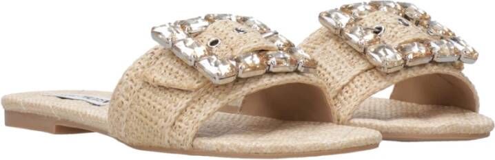 Steve Madden Raffia Getaway Patroon Sandalen met Gesp Beige Dames