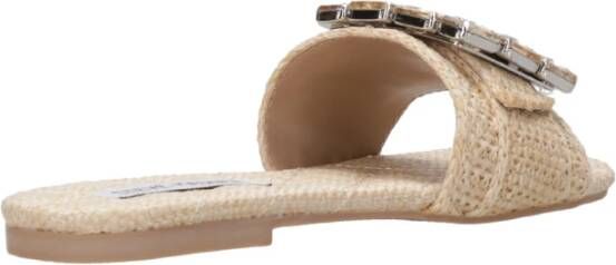 Steve Madden Raffia Getaway Patroon Sandalen met Gesp Beige Dames