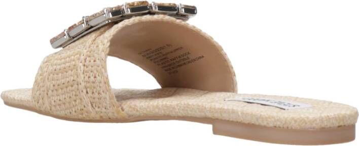 Steve Madden Raffia Getaway Patroon Sandalen met Gesp Beige Dames