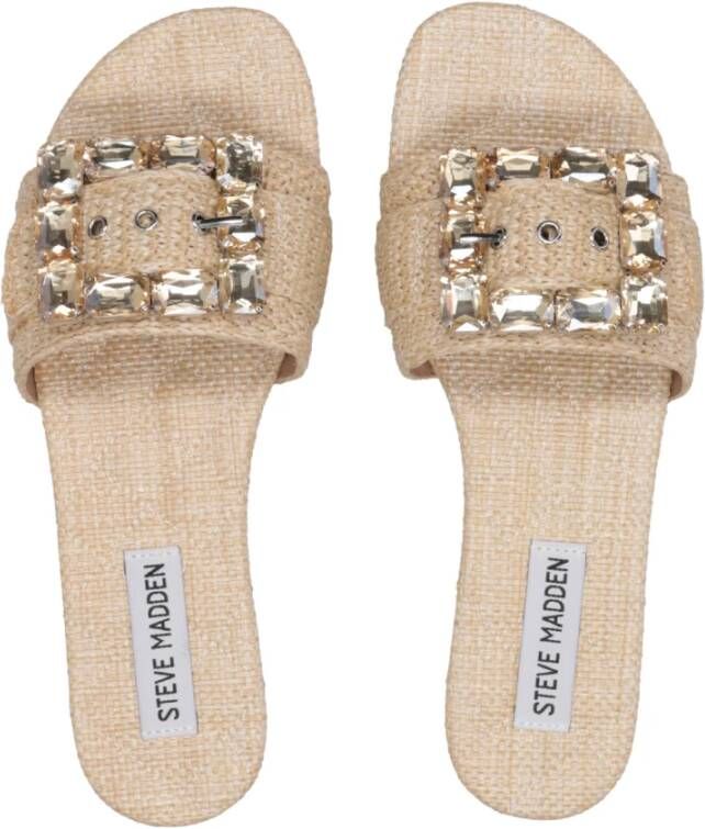 Steve Madden Raffia Getaway Patroon Sandalen met Gesp Beige Dames