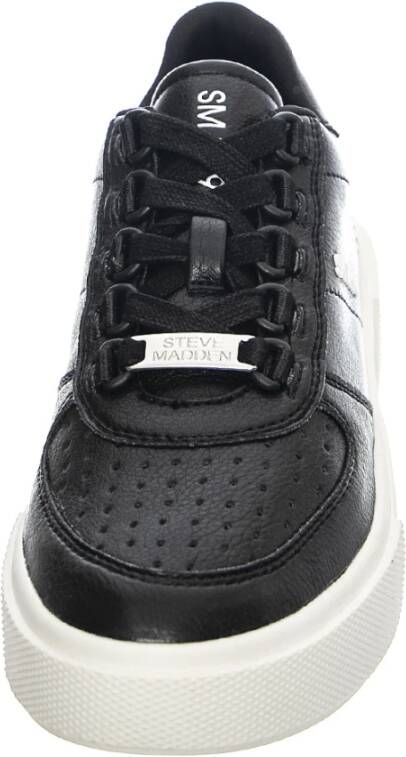 Steve Madden Zwarte Leren Veterschoenen Black Dames