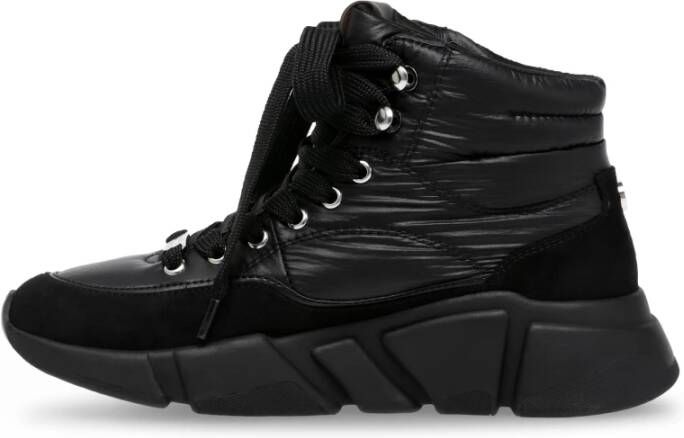 Steve Madden Zwarte High-Top Vetersneakers Black Dames