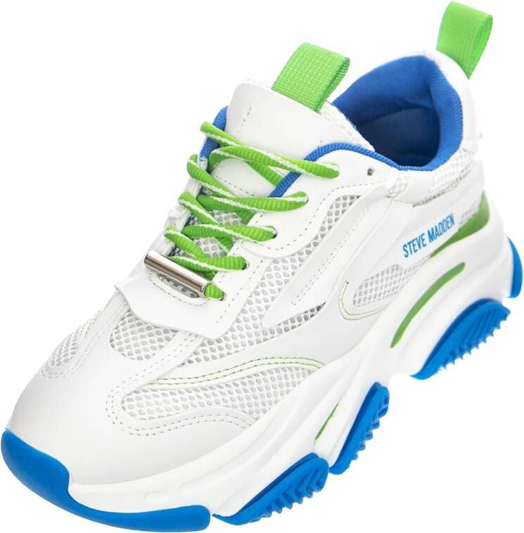 Steve Madden Witte Lage Profiel Veterschoenen Multicolor Dames