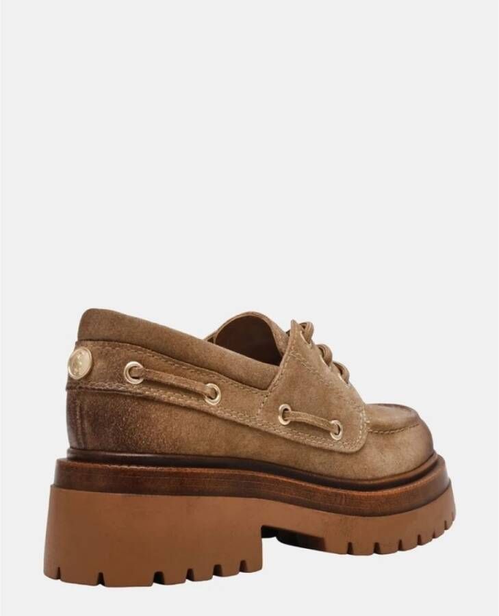Steve Madden Taupe Loafers met Veters en Zijdetails