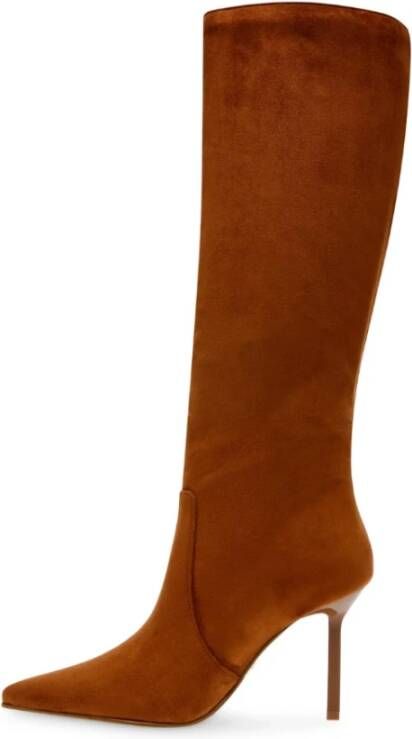 Steve Madden Zwarte Microsuede Intruder Hoge Laars Bruin Dames