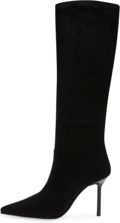 Steve Madden Zwarte Microsuede Intruder Hoge Laars Zwart Dames