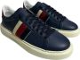 Stokton Blauwe Leren Sneakers met Elastische Zijkant Blue Heren - Thumbnail 3