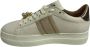 Stokton Crème Leren Sneakers met Metalen Logo White Dames - Thumbnail 3