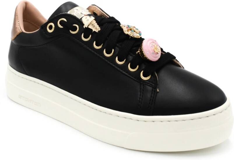 Stokton Zwarte Leren Sneakers Zwart Dames