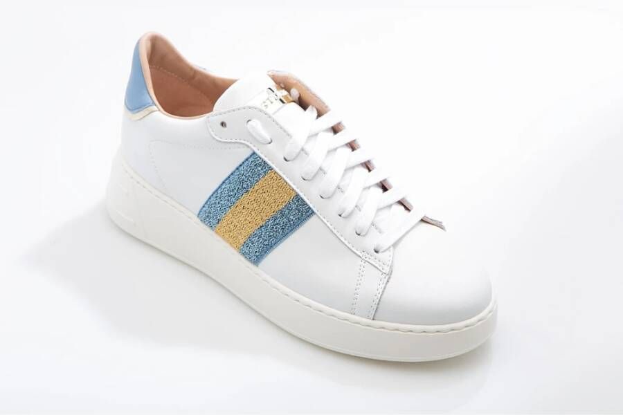 Stokton Witte Leren Glitter Detail Sneaker Multicolor Dames