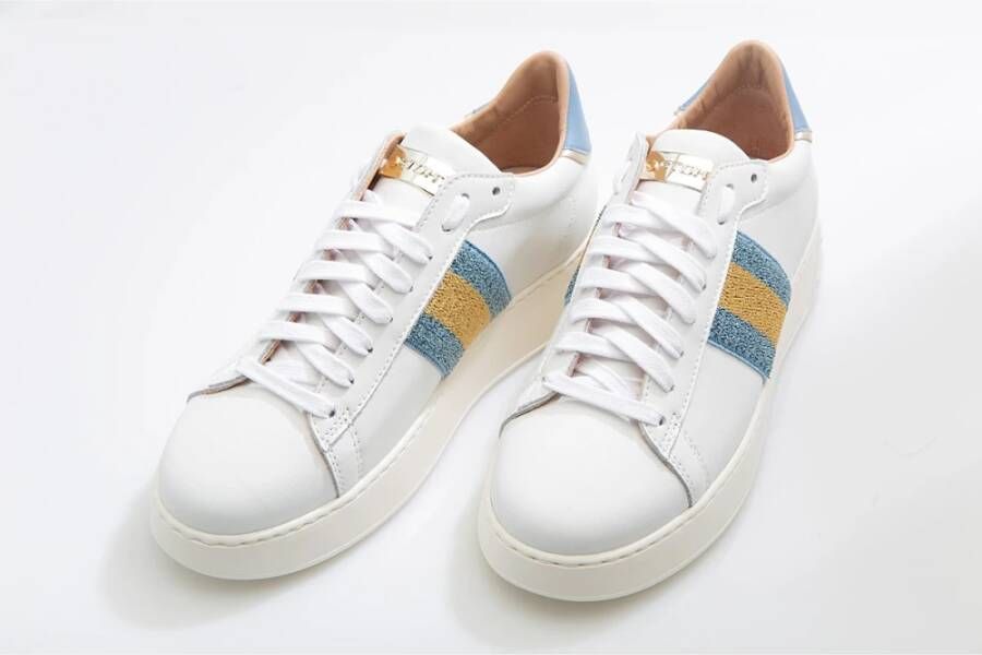 Stokton Witte Leren Glitter Detail Sneaker Multicolor Dames