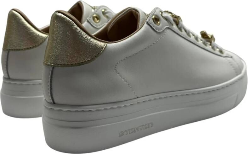 Stokton Witte leren sneaker met verwijderbare accessoires White Dames
