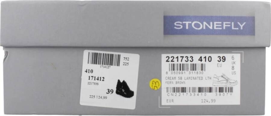 Stonefly Gelamineerde Rits Sneakers Crème Stijl