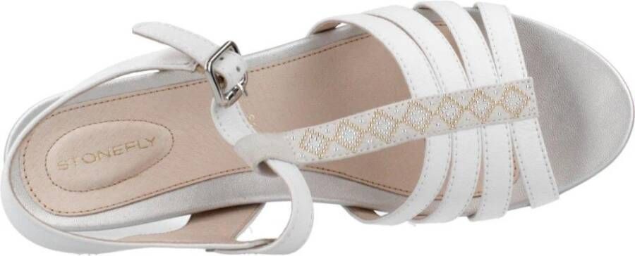 Stonefly Witte Leren Sleehak Sandalen