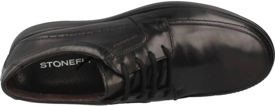 Stonefly Zwarte Leren Veterschoenen Comfortabele Stijl