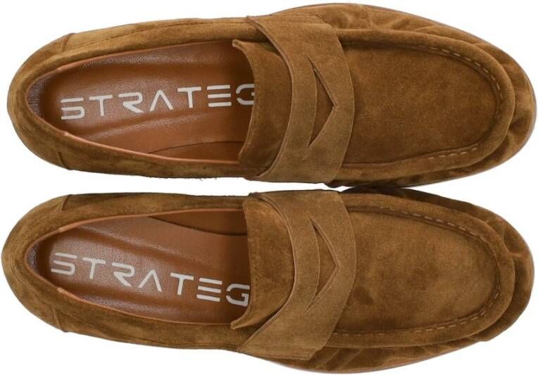 Strategia Cognac Suède Loafer Leren Binnenzool