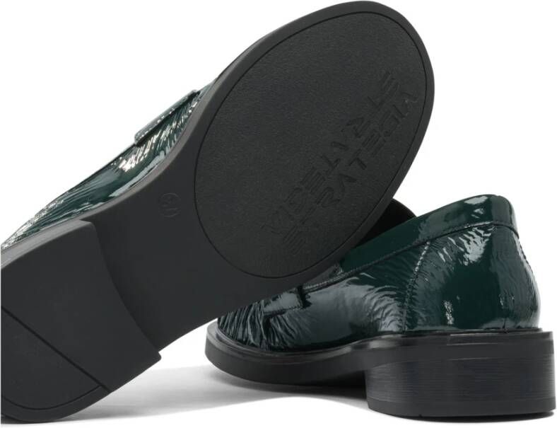 Strategia Groene Leren Loafers en Pantoffels