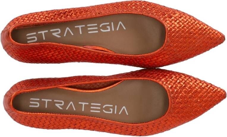 Strategia Oranje Geweven Ballet Platte Schoen