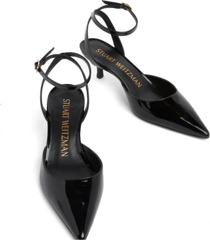 Stuart Weitzman Barelythere 50 Pump Moderne Kitten Heels met Zichtbare Zijkanten Black Dames