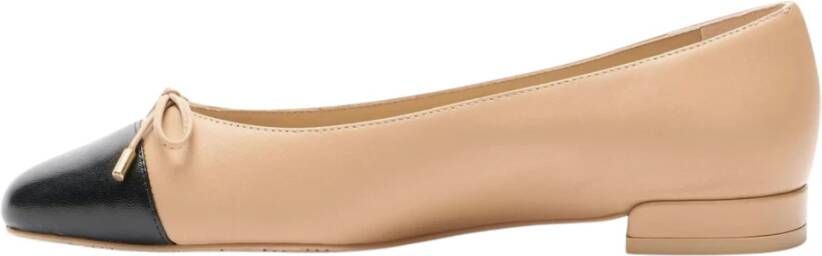 Stuart Weitzman Beige Bow Ballerina Flats