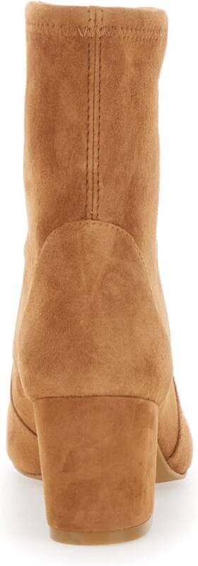 Stuart Weitzman Beige Enkellaarzen Amandel Teen Blokhak