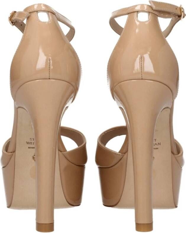 Stuart Weitzman Bruin Leren Plateau Sandalen Beige Dames - Foto 10