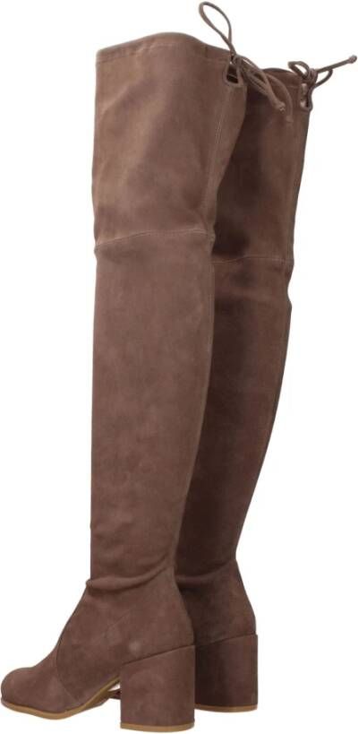 Stuart Weitzman Beige Leren Middelhaklaarzen
