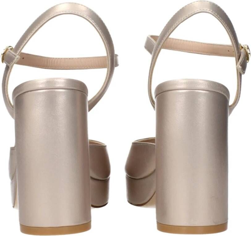 Stuart Weitz Beige Leren Plateau Sandalen Metallic Effect