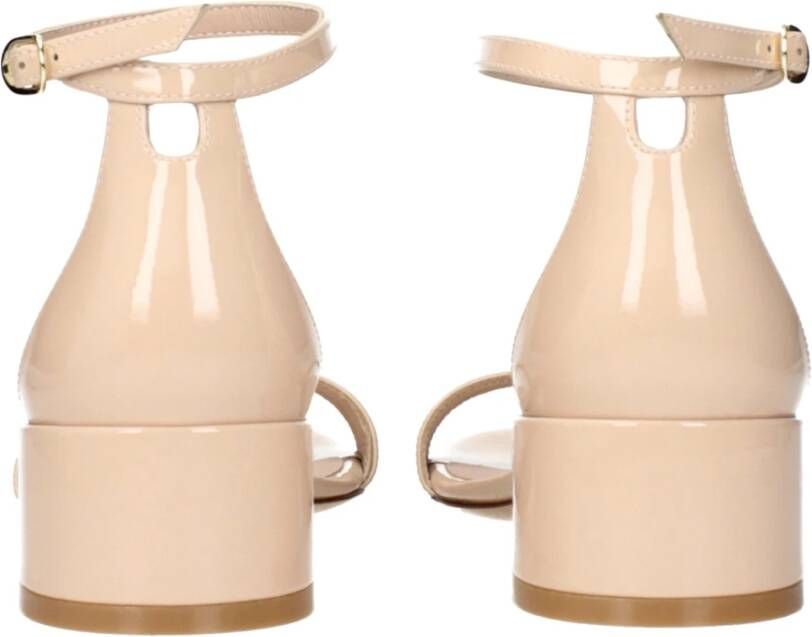 Stuart Weitzman Beige Leren Platte Sandalen