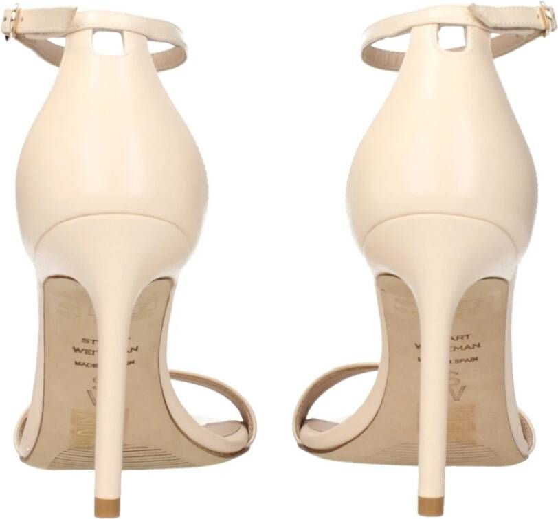 Stuart Weitzman Beige Leren Stiletto Hakken Sandalen