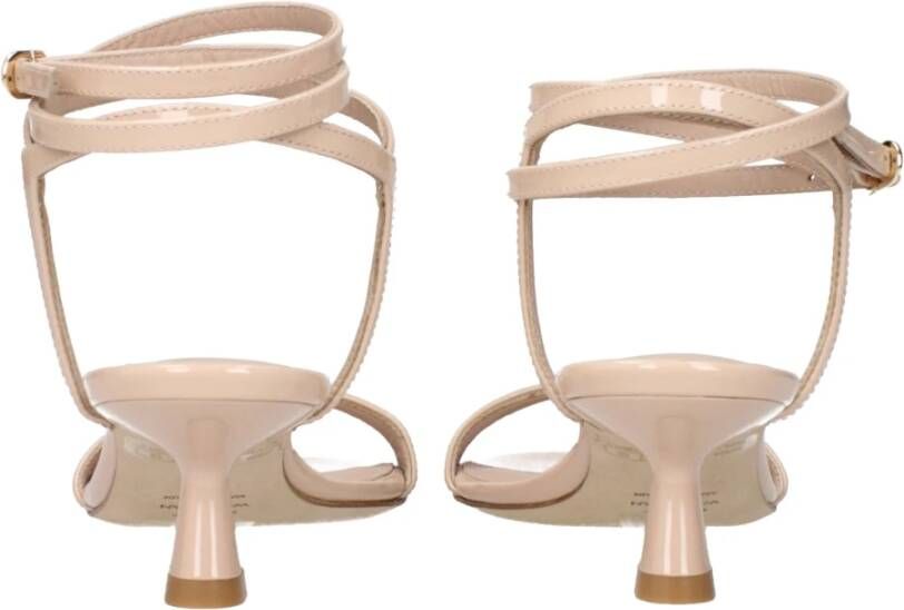 Stuart Weitzman Beige Leren Stiletto Hakken Sandalen