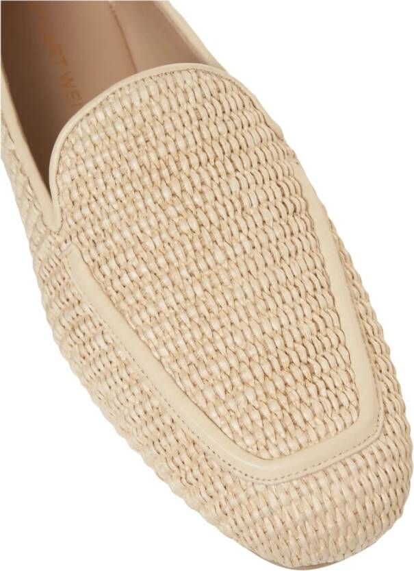 Stuart Weitzman Beige Raffia Loafers Stijlvol Ontwerp