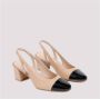 Stuart Weitz Beige Zwart Leren Sandalen Uitgesneden - Thumbnail 2