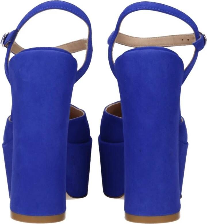 Stuart Weitzman Blauwe Leren Plateau Sandalen