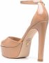 Stuart Weitzman Bruin Leren Plateau Sandalen Beige Dames - Thumbnail 9