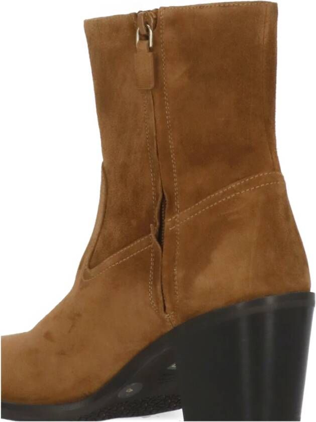Stuart Weitzman Bruine Suède Leren Pijl Teen Laarzen