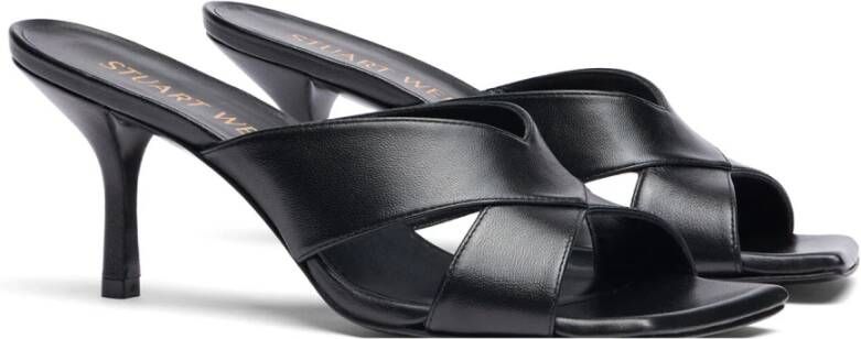 Stuart Weitzman Carmen 75 Slide Moderne vierkante neus slide Black Dames