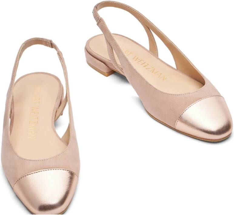 Stuart Weitzman Contrast Teenkap Slingback Platte Pink Dames