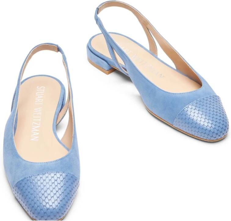 Stuart Weitzman Contrasterende Neuskap Slingback Platte Blue Dames