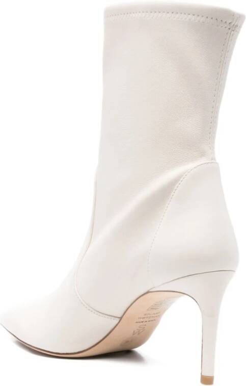Stuart Weitzman Crème Stretch Stof Enkellaarzen