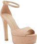 Stuart Weitzman Discoplatform Sandal Luxueus Suède Gedurfde Blokhak Beige Dames - Thumbnail 2
