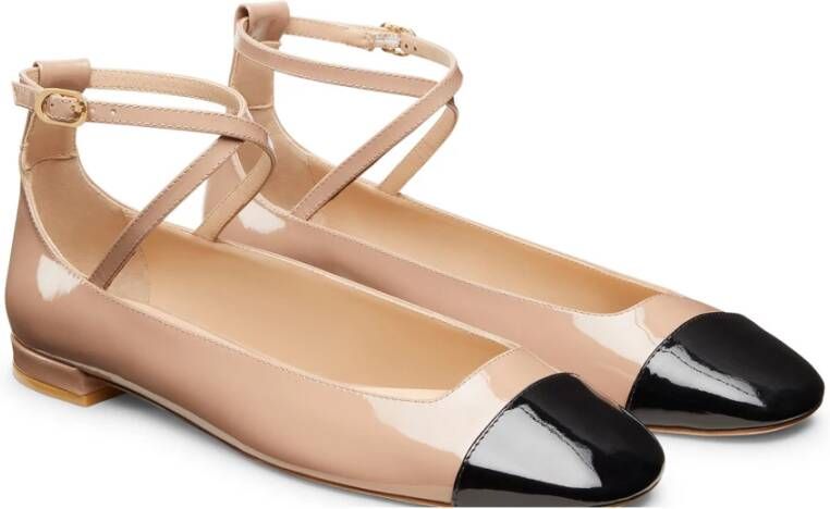 Stuart Weitzman Eden Strap Flat Beige Dames