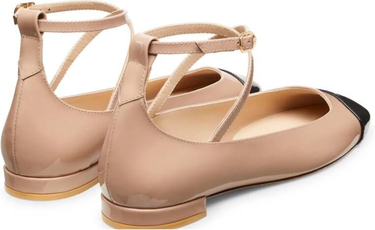 Stuart Weitzman Eden Strap Flat Beige Dames