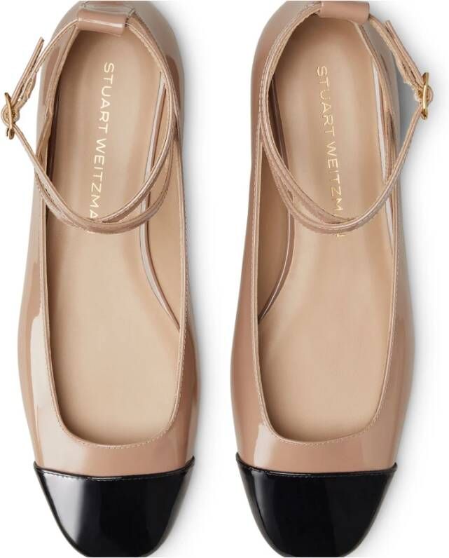 Stuart Weitzman Eden Strap Flat Beige Dames