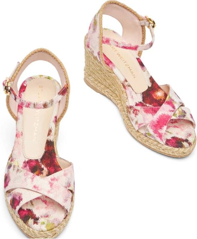 Stuart Weitzman Elegante Espadrille met Gekruiste Bandjes en Jute Zool