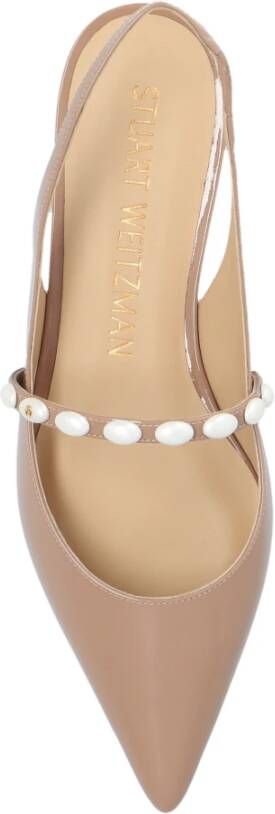 Stuart Weitzman Emilia Pearlita slingback platte schoenen Beige Dames