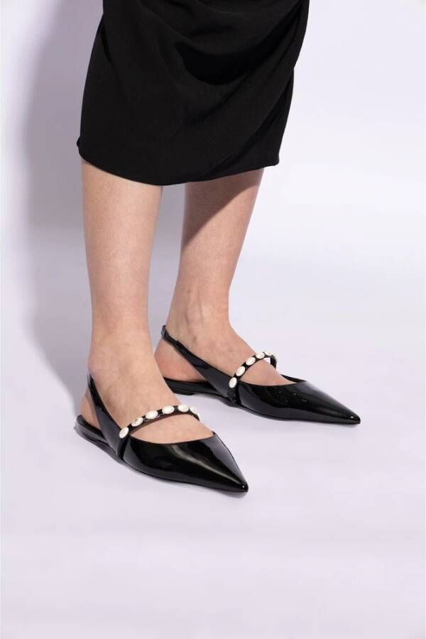Stuart Weitzman Emilia Pearlita slingback platte schoenen Black Dames