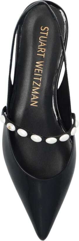 Stuart Weitzman Emilia Pearlita slingback platte schoenen Black Dames